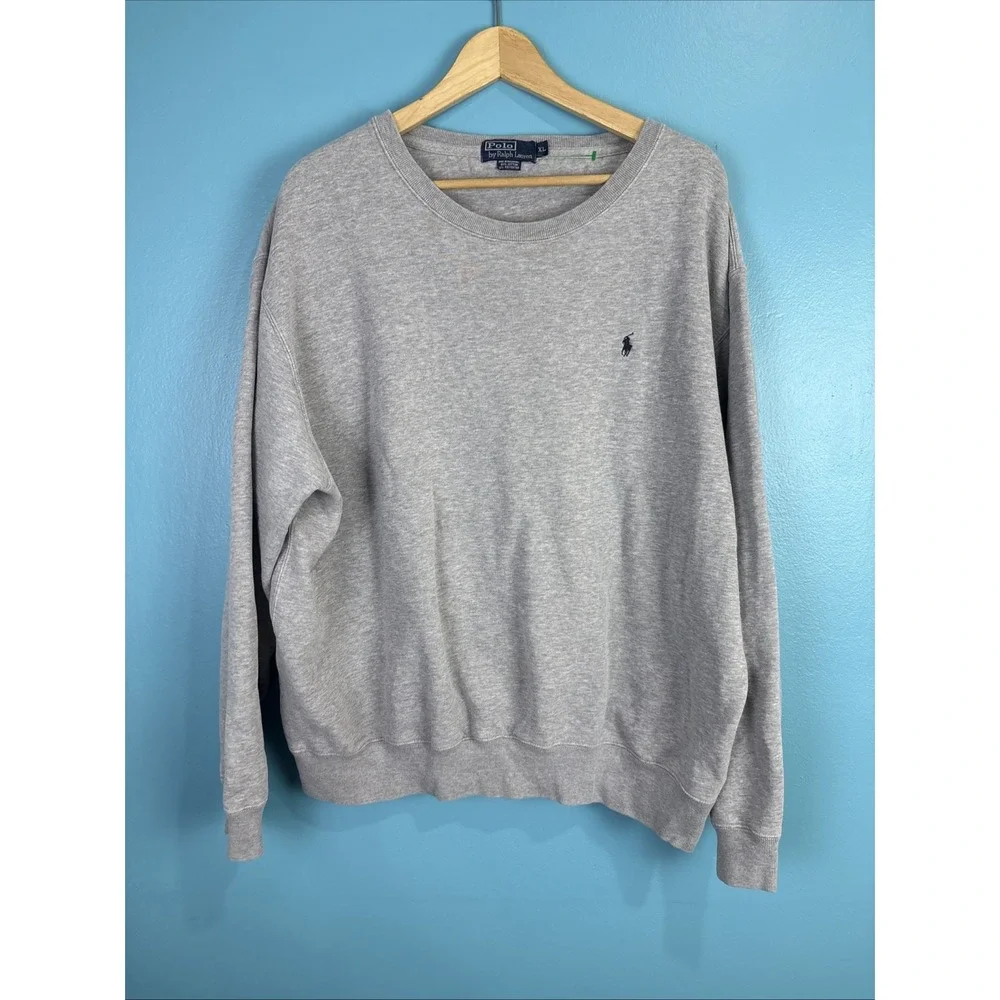 VTG POLO By Ralph Lauren Gray Crewneck Sweatshirt XL Old Money Preppy